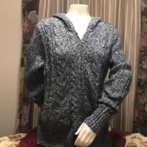 Soft Cozy full zip hooded cable knit sweater